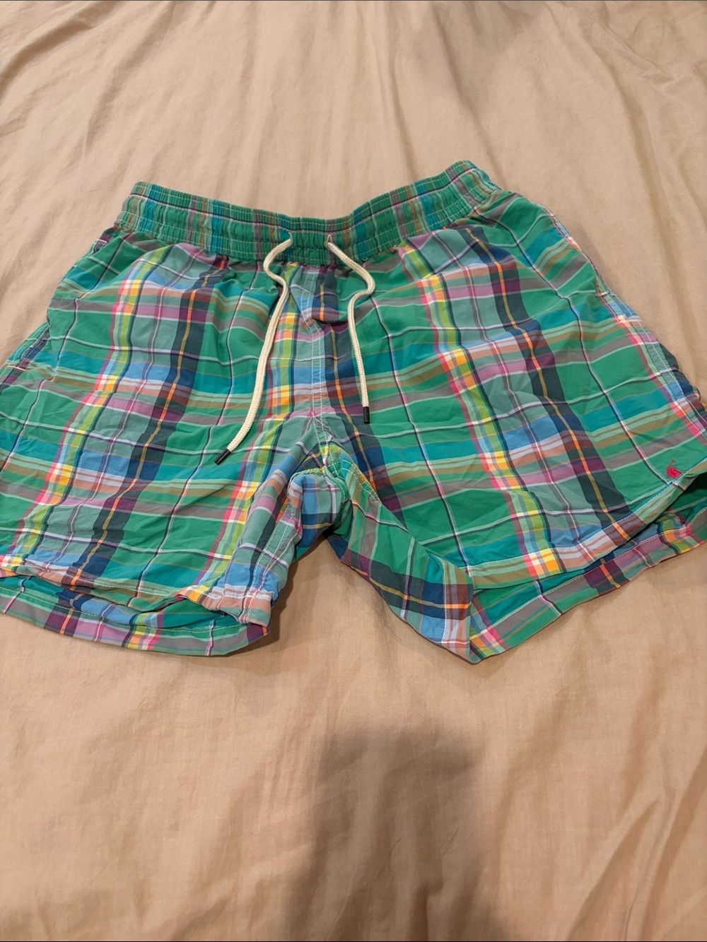 Vintage Y2K Polo Ralph Lauren Striped Swim Trunks Multicolor Mesh Lined Mens L